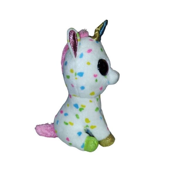 Ty Harmonie Unicorn Beanie Boo Stuffed Plush Toy Big Sparkly Eyes Rainbow 10" - Picture 3 of 6